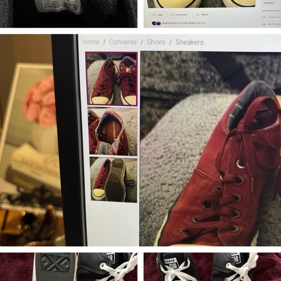 Converse BUNDLE Burgundy 8.5 BLACK High-Tops 10.5 - Picture 1 of 1
